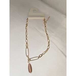 A New Day Necklace Linked Chain & Thread Wrapped Teardrop 10" NEW